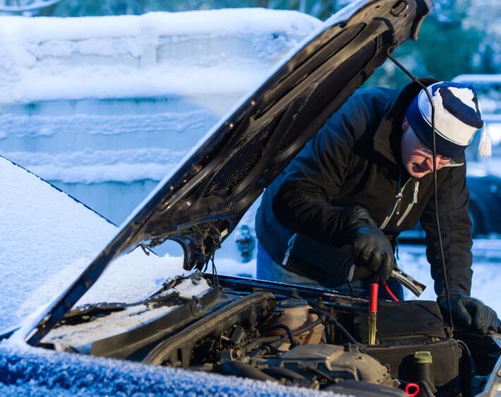 Jump starting car battery in winter