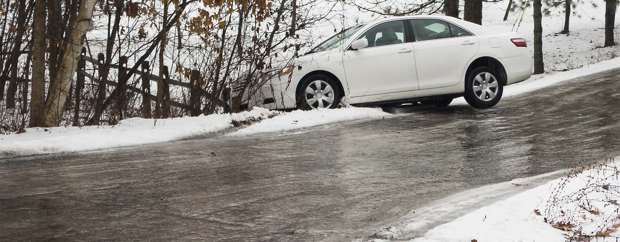 Car on icy slippery road